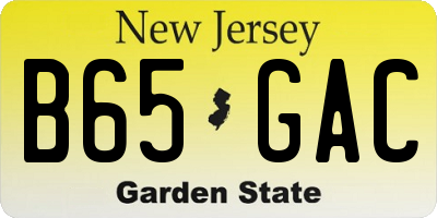 NJ license plate B65GAC