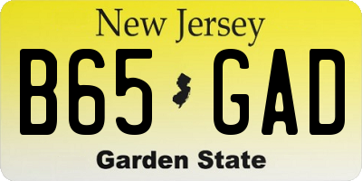 NJ license plate B65GAD