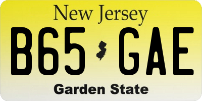 NJ license plate B65GAE