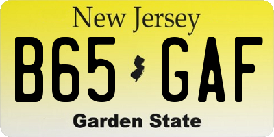 NJ license plate B65GAF