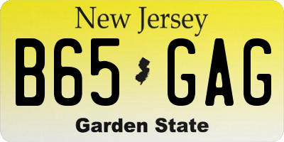 NJ license plate B65GAG