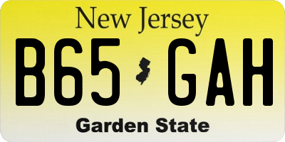 NJ license plate B65GAH