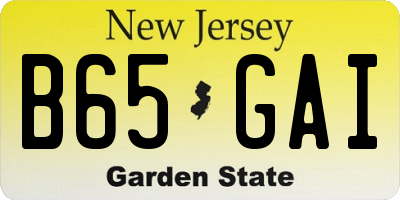 NJ license plate B65GAI