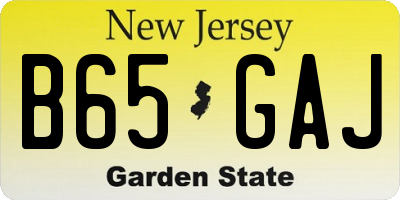 NJ license plate B65GAJ