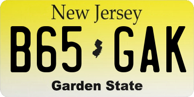 NJ license plate B65GAK