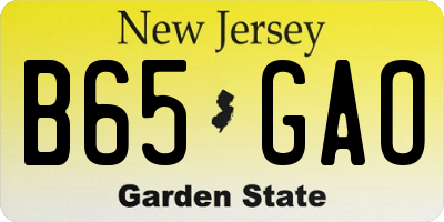 NJ license plate B65GAO