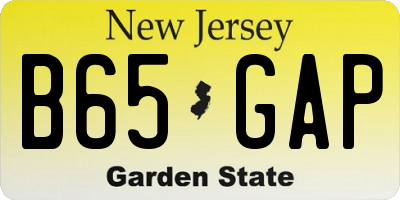 NJ license plate B65GAP