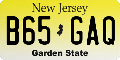 NJ license plate B65GAQ