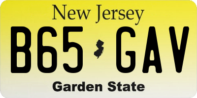 NJ license plate B65GAV