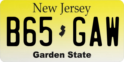 NJ license plate B65GAW