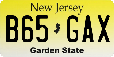 NJ license plate B65GAX