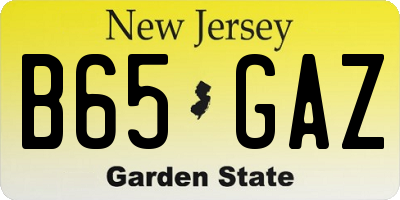 NJ license plate B65GAZ