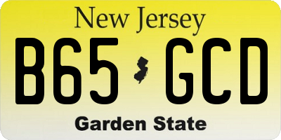 NJ license plate B65GCD