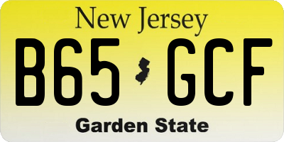 NJ license plate B65GCF