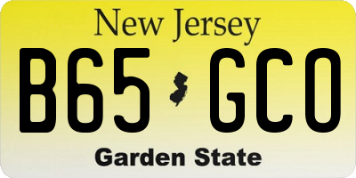 NJ license plate B65GCO