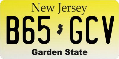 NJ license plate B65GCV