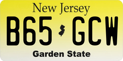 NJ license plate B65GCW