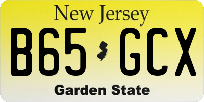 NJ license plate B65GCX