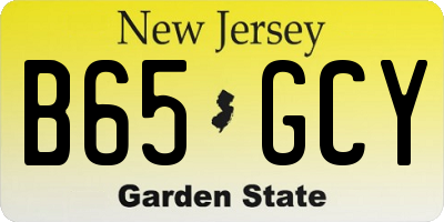 NJ license plate B65GCY