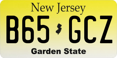 NJ license plate B65GCZ