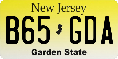 NJ license plate B65GDA