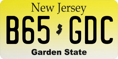 NJ license plate B65GDC