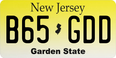 NJ license plate B65GDD