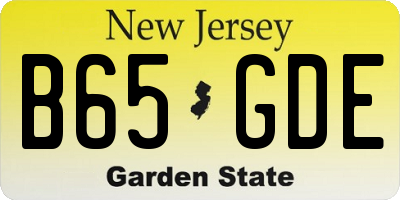NJ license plate B65GDE