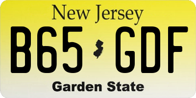 NJ license plate B65GDF