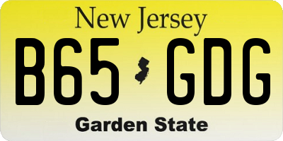 NJ license plate B65GDG