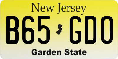 NJ license plate B65GDO