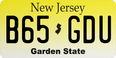 NJ license plate B65GDU