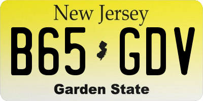 NJ license plate B65GDV