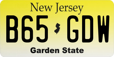 NJ license plate B65GDW