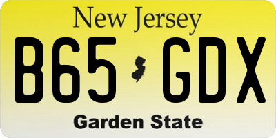 NJ license plate B65GDX