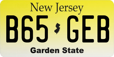 NJ license plate B65GEB
