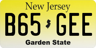 NJ license plate B65GEE