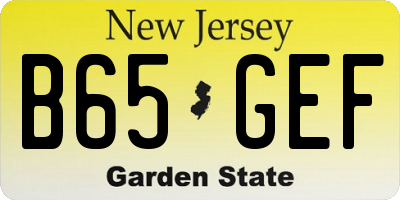 NJ license plate B65GEF