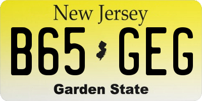 NJ license plate B65GEG