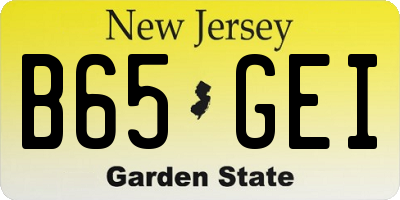 NJ license plate B65GEI