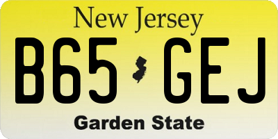 NJ license plate B65GEJ