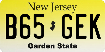 NJ license plate B65GEK