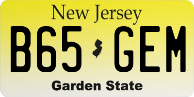 NJ license plate B65GEM