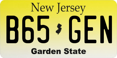NJ license plate B65GEN