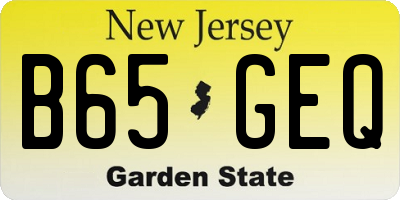 NJ license plate B65GEQ