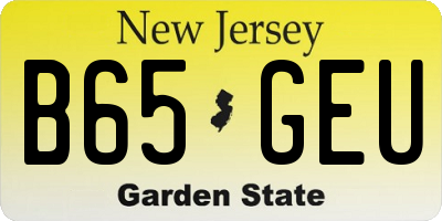 NJ license plate B65GEU