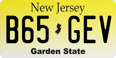 NJ license plate B65GEV
