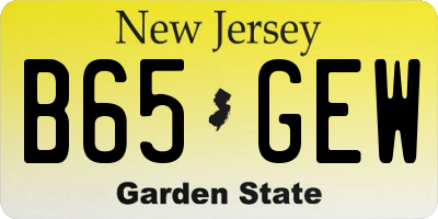 NJ license plate B65GEW