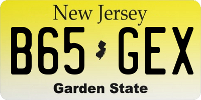 NJ license plate B65GEX