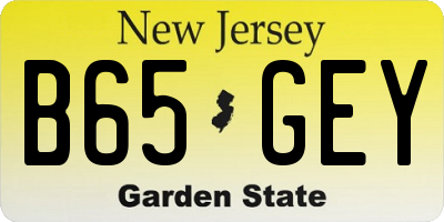 NJ license plate B65GEY